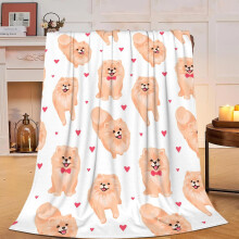 Couverture polaire douce et moelleuse à motif Poméranien, 127 x 102 cm, cadeau chaud et douillet sur le thème des chiens pour femmes, filles et
