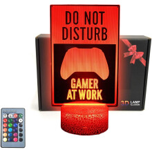 Gamer Do Not Disturb 3D LED asztali lámpa 16 színnel, érintésvezérléssel és távirányítóval – kompatibilis a gamer beállításokkal