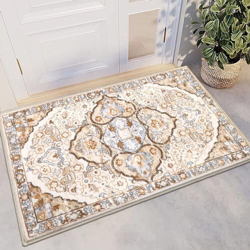 HEBE washable non-slip distressed medallion area rug 2'x3'