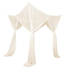 4 Corner Post Canopy Bed Curtain Bed Drape Hanging Bed Valance Netting for Women Beige
