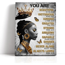 Black Queen Wall Art – Christian Bible Verse Decor for Women, Office & Home, Framed & Ready to Hang