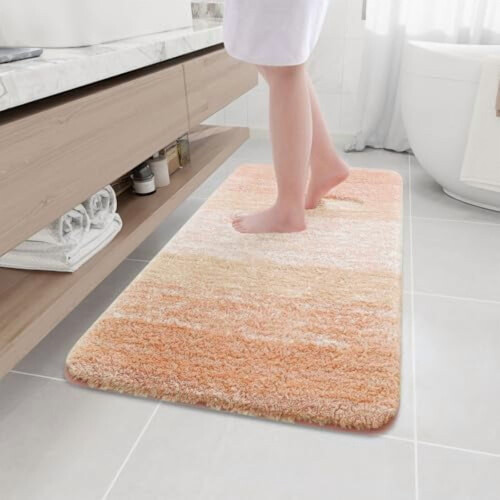 Tapete de banho felpudo de microfibra antiderrapante e absorvente de 112 x 61 cm (44 x 24 polegadas).