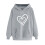 Damen-Kapuzenpullover mit Herzchen-Print, Rundhalsausschnitt, Valentinstag-Pullover, Grau, Größe S 1