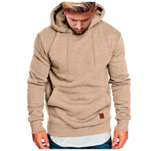 Herren-Hoodie, einfarbig, langärmelig, mit Kordelzug und Tasche, stylischer Reise-Hoodie für Herren, Khaki, Größe M