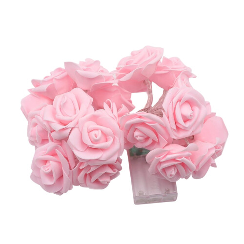 LED pink rose string lights indoor wedding bedroom 33 ft