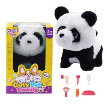 6 deler realistisk robotpanda/katt/kanin – går, bjeffer, logrer med halen, kompatibel med barneleker – bursdags-/jule-/påskegave