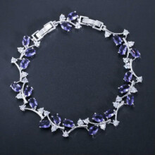 White Gold Plated Cubic Zirconia Austrian Crystal Leaf Branch Bangle Bracelets
