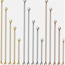 JESOT Necklace Extenders, 15pcs Stainless Steel Gold/Silver Extension Chains with Lobster Clasps – Compatible with Most Jewelry