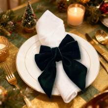 Rond de serviette nœud rouge, décoration de table de Noël, 4 pièces