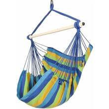 Hammock Chair Hanging Rope Swing Blue Striped 500 Lbs