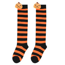 1/2/4/6 Pairs Halloween Socks Stripe Knee Socks for Kids Girls Fun Christmas Gift Pumpkin Novelty Colorful Cotton Socks 7-12Y