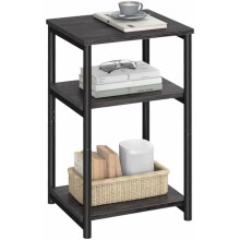 Side Table, Small End Table, Tall Nightstand for Living Room, Bedroom, Office, Bathroom, Misty Gray and Classic Black ULET273B68