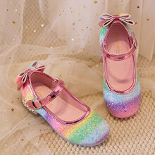 Girls Boys Sandals Rainbow Bowknot Open Toe Non- Soft Sole High Heeled Shoes Toddler Classic School Sandal,Pink,9-9.5 Years
