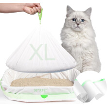 120-pack kattsandpåsar med dragsko, kompatibel med Litter Robot 3 och 4, självrengörande kattsandspåsar, 10-12 gallon