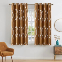 Blackout Curtains Gold Brown Thermal Insulated 2 Panels