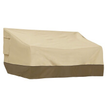 2-Seater Heavy Duty Patio Bench Cover, Waterproof Outdoor Loveseat Cover Compatible with Small Standard Sofa, Beige & Brown