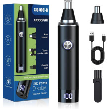 Men's Ear & Nose Hair Trimmer, USB Rechargeable, 13,000 RPM, IPX7 Waterproof, Dual-Edge Blades — Compatible with USB-C