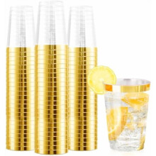 Gold Rim Plastic Cups 9 oz – Pack of 120