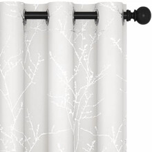 White 72" Room Darkening Curtains, Thermal & Soundproof, Silver Print, Grommet Top, Light Blocking, for Living Room/Bedroom/Nursery – Set of 2