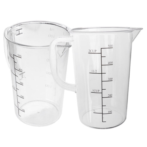 Transparenter Messbecher aus Polycarbonat mit isoliertem Griff, 500 ml