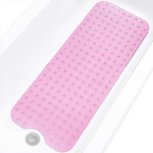 Antislip badmat, transparant roze, 39 x 16 inch