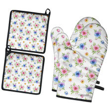 Gants de cuisine Pioneer Flower à motif floral (lot de 2), résistants à la chaleur, 19,5 cm x 30,5 cm