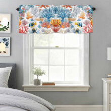 Ocean Fish Coral Valance 42x18in Rod Pocket