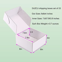 Small Shipping Boxes 8x8x4" (25 Pack) – Sturdy White Corrugated, Recyclable, for Ecommerce & Mailing | Compatible with USPS, UPS