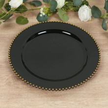 Assiettes de présentation rondes en plastique noir et or BalsaCircle, 33 cm (13 pouces)