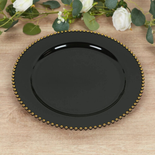 BalsaCircle sortguld runde plastik tallerkener 33 cm