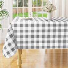 Rectangle Waterproof Vinyl Tablecloth Grey White 52x70 inch