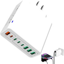 8-in-1 waterdichte USB-snellader – 4x USB + 4x Type-C