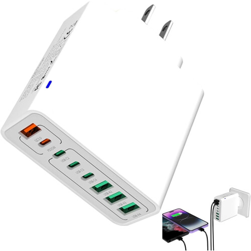 Αδιάβροχος γρήγορος φορτιστής USB 8 σε 1 – 4x USB + 4x Type-C