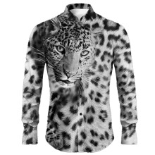Men's tiger-print long sleeve shirt