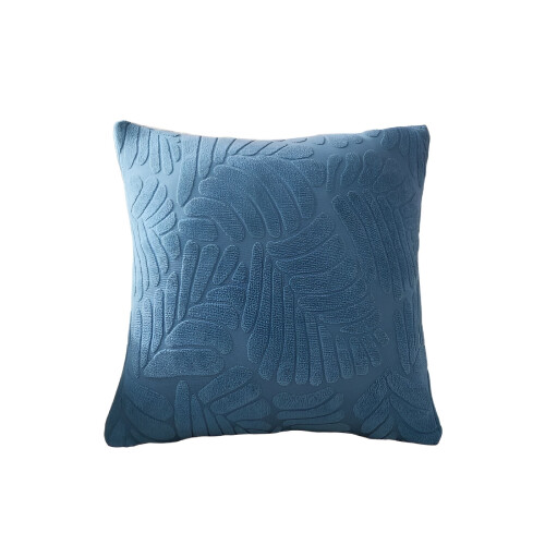 Blue Leaf Corduroy Throw Pillow 18" x 18" Soft Plush Rustic