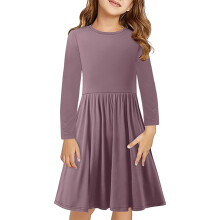 Girls Long Sleeve Dress for Kids Girls Casual Dresses Twirly A Line Skater Dress for School Party 4-13 Years