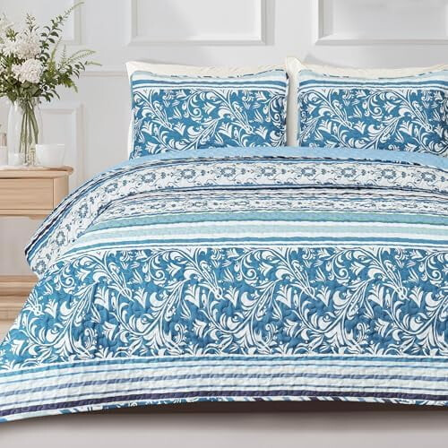 Vendbart Boho Blomsterteppesett Queen