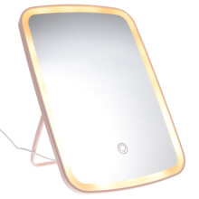 Dimbaar LED-make-upspiegel – Roze, opvouwbaar, 23,7 cm
