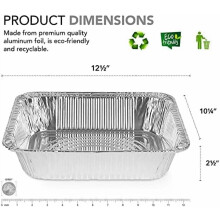 9x13 Aluminum Pans (40 Pack) – Disposable & Recyclable, Half-Size Steam Table Deep Trays, Compatible with Food Prep, Cooking, Heating, Storing