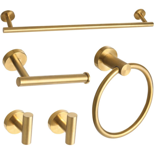Set accesorii baie auriu periat, 5 piese