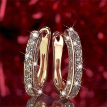 Gold Round Rhinestone Earrings for Women Glitter Hoop Earrings Huggie Earrings for Piercing Gift Idea for Her Valentine Birthday Anniversary