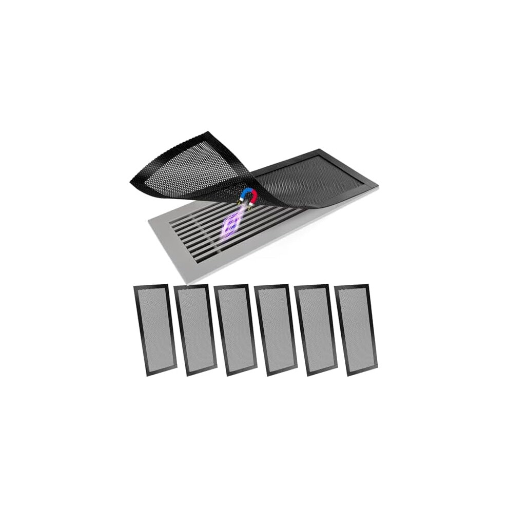 6P Magnetic Floor Vent Covers 5.5X14", Pvc Mesh Screen For Home/Wall/Ceiling Â Catches Debris, Compatible With Standard Vents 9028731283296