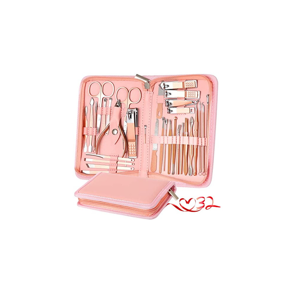 32-Piece Manicure and Pedicure Set with Travel Case