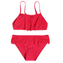 Toddler Girl 2 Piece Swimsuit Sport Soild High Waist Bikini Set Swimwear Bathing Suit For 5-6 Years