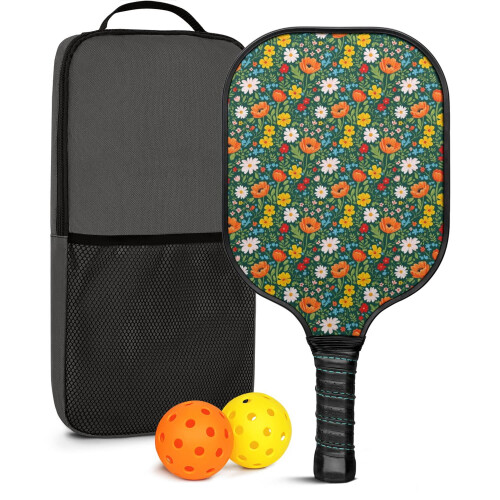 Σετ ρακέτες Pickleball από υαλοβάμβακα με λουλούδια, 2 ρακέτες + 2