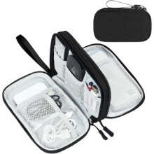 Reisorganizer/opbergtas – Waterdicht, dubbellaags, alles-in-één opbergruimte voor kabels, opladers, telefoon en meer – Zwart