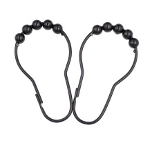 Crochets de rideau de douche style nautique noir, lot de 12