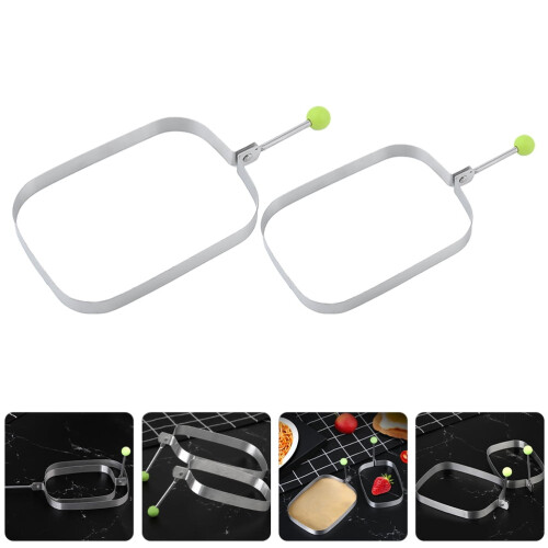 FRCOLOR 4pcs Frying Egg Cooking Ring Stainless Steel Rectangular Molding for Breakfast
