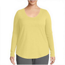 Camisetas casuales para mujer, color liso, cuello redondo, manga larga, estilo oversize, tallas S-5XL
