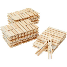 Wooden Clothespins & Hanging Clips, 100 Pack, 3.9x0.6x0.6in, Natural Wood – Heavy Duty Laundry Clips for Outdoor Clothesline, Crafts & Photo